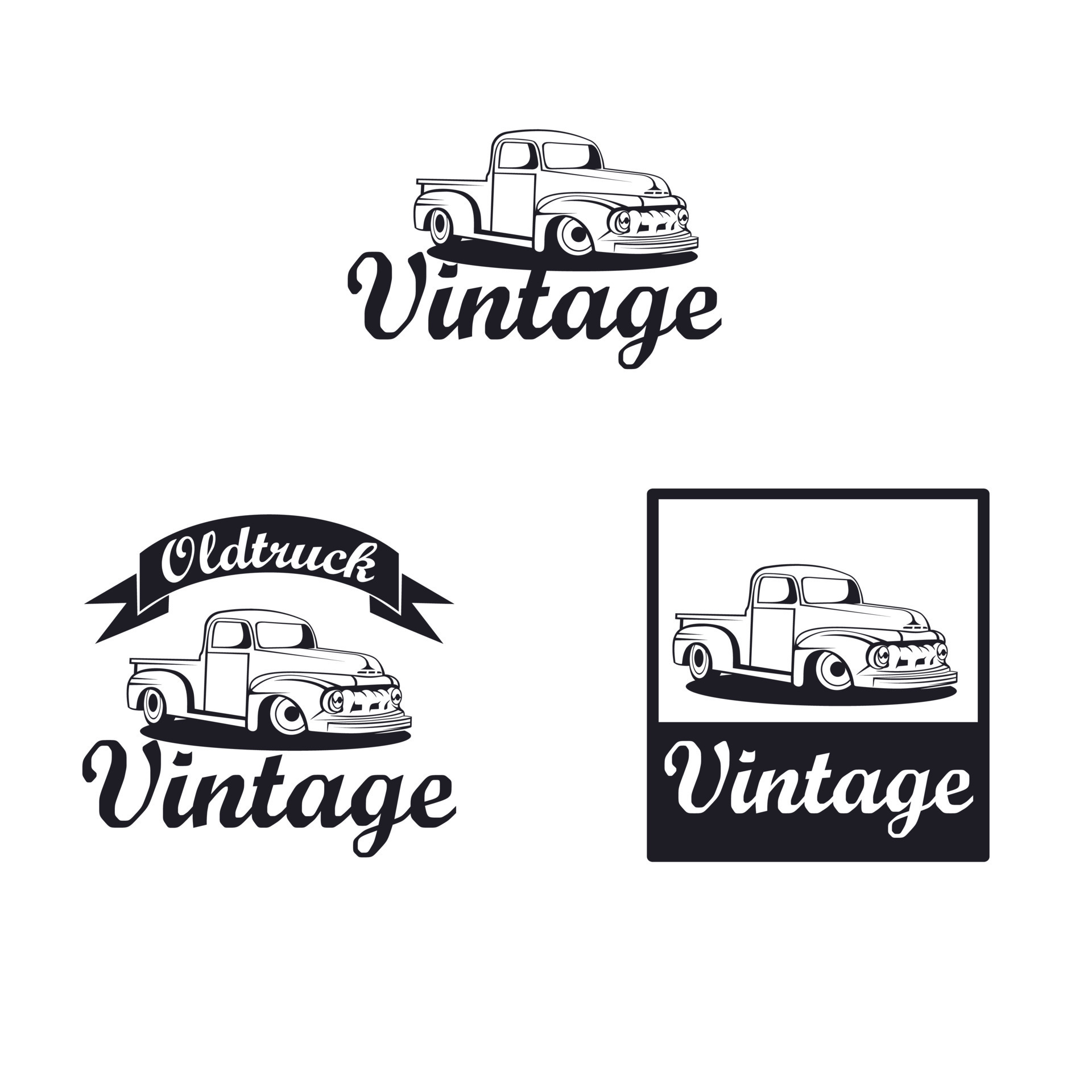 old truck logo set 7475748 Vector Art at Vecteezy