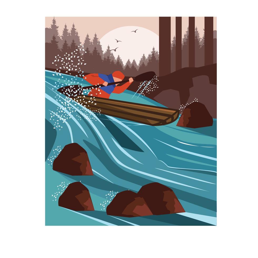 rafting sport illustration vector