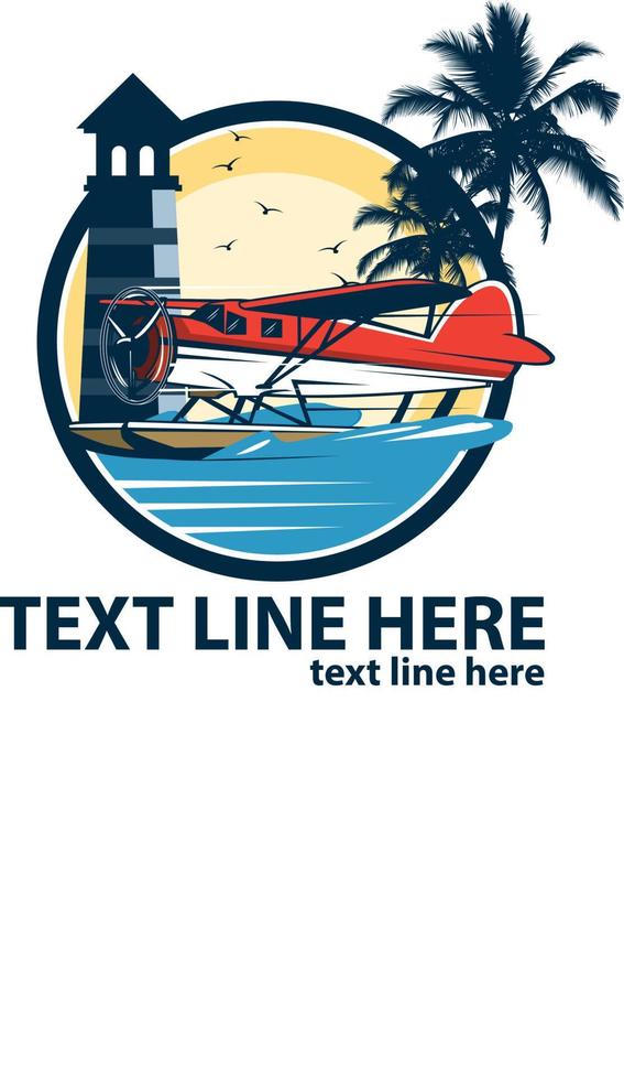 seaplane and lighthouse vector