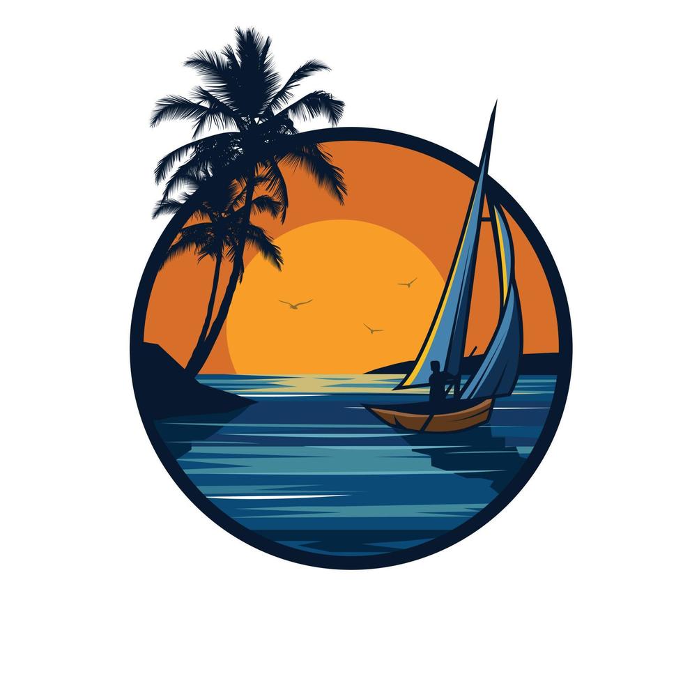 sailing on the ocean vector