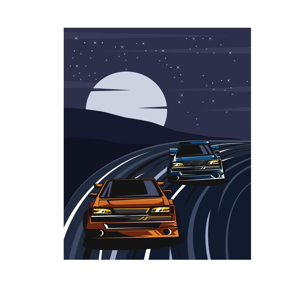 racing in the night vector