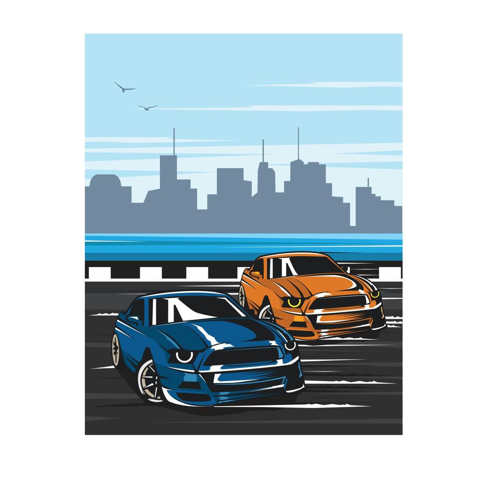 racing in the road vector