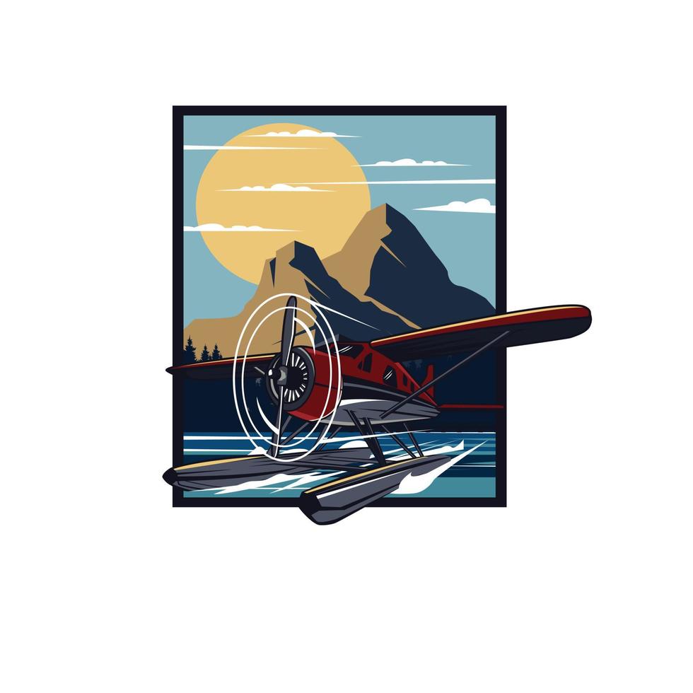 seaplane and the hills vector