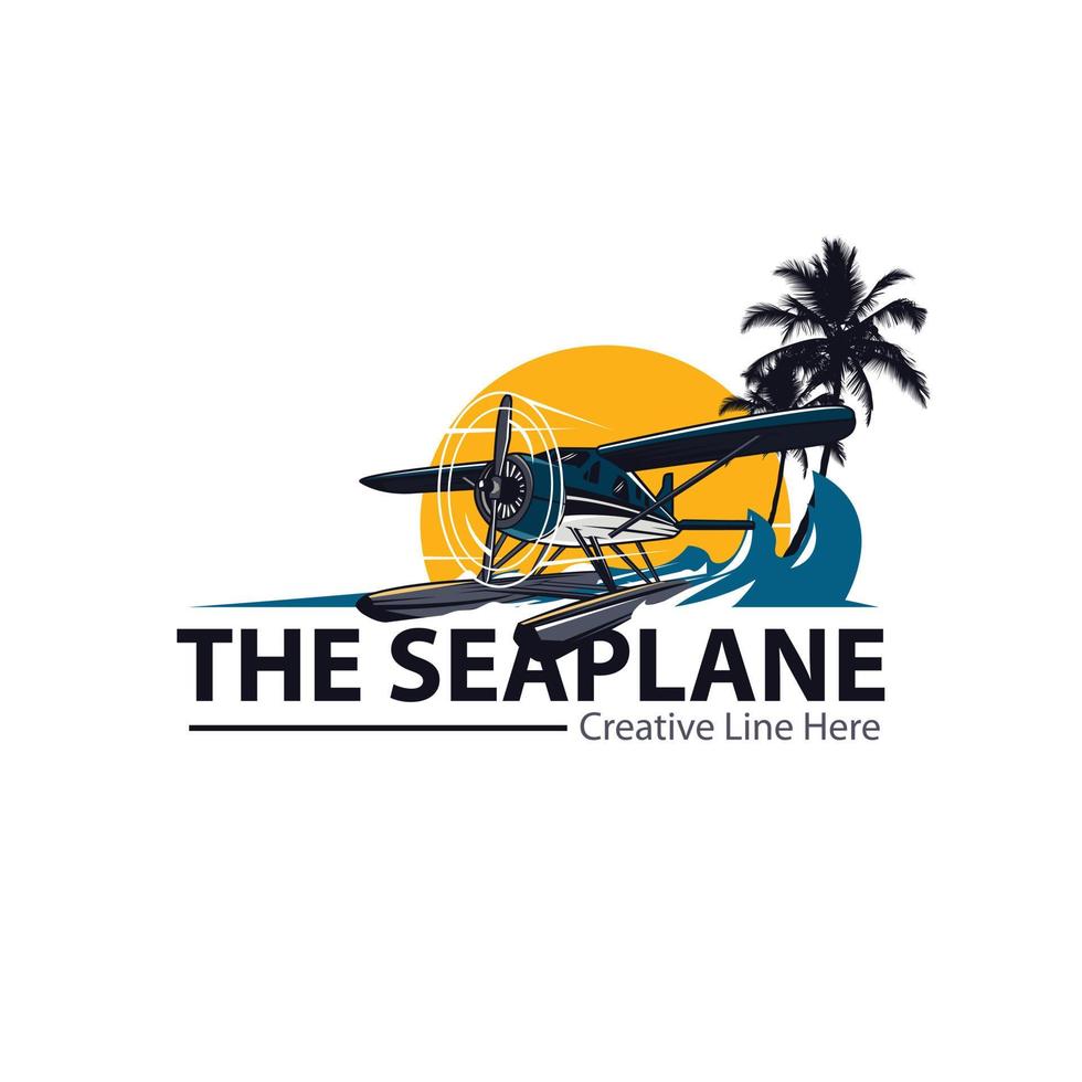 seaplane and palm beach vector