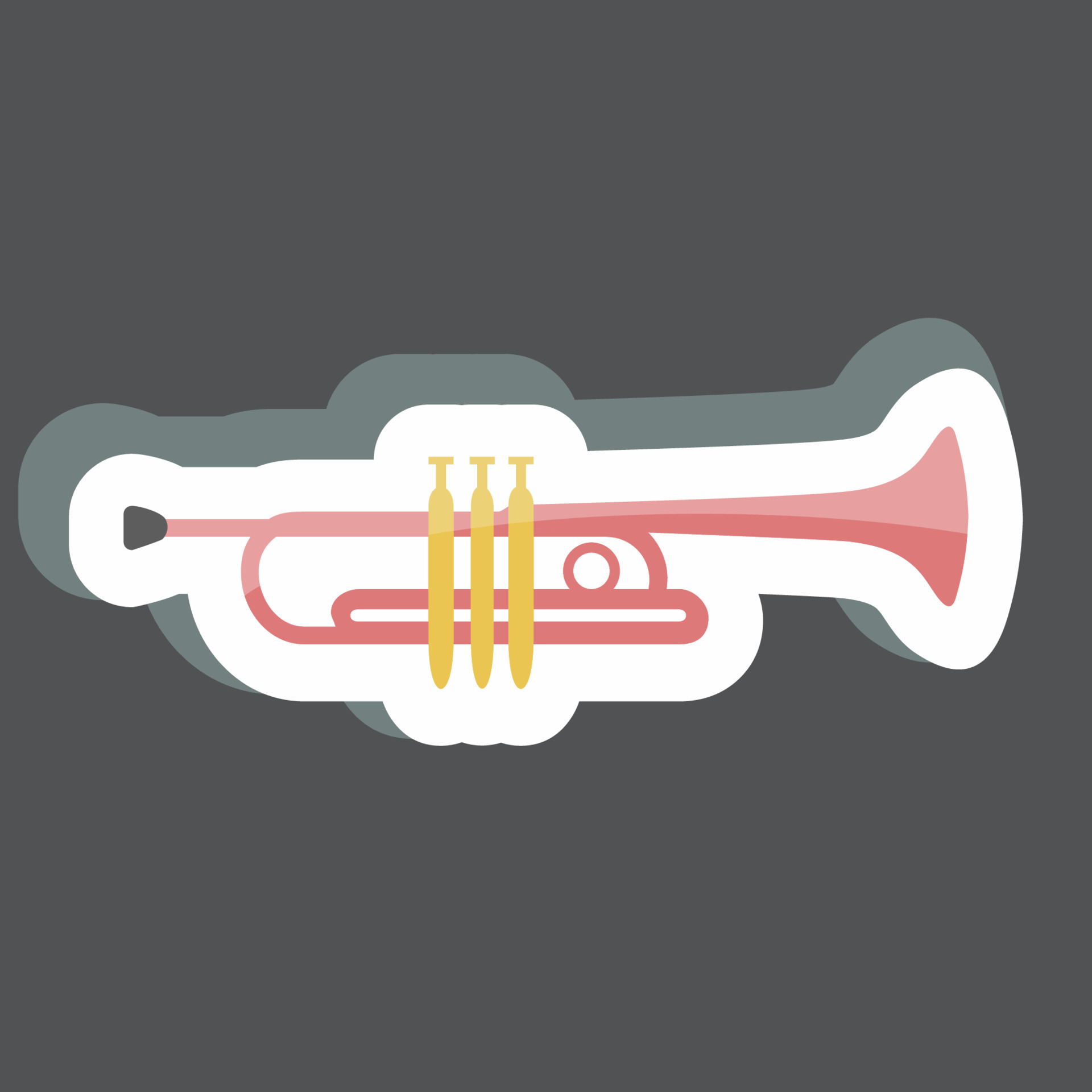 Sticker Trumpet. suitable for music symbol. color mate style. simple