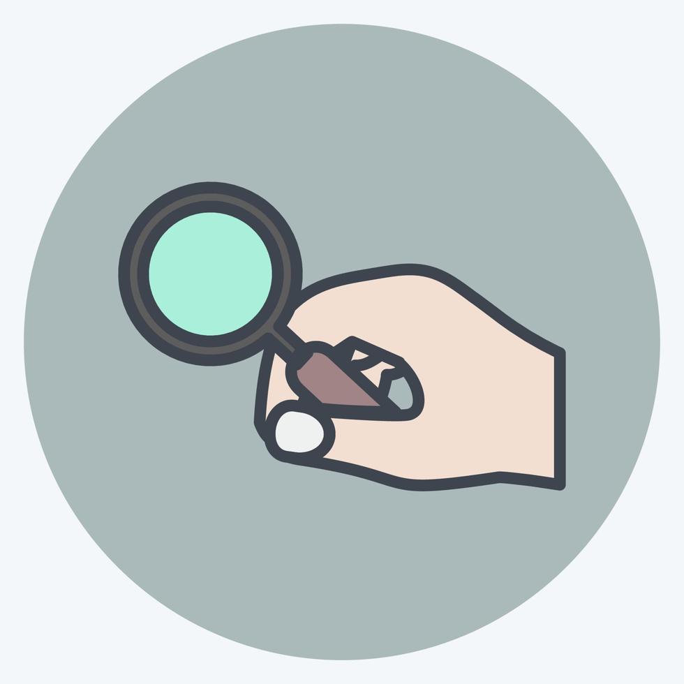 Icon Holding Magnifier. suitable for Hand Actions symbol. color mate style. simple design editable. design template vector. simple symbol illustration vector