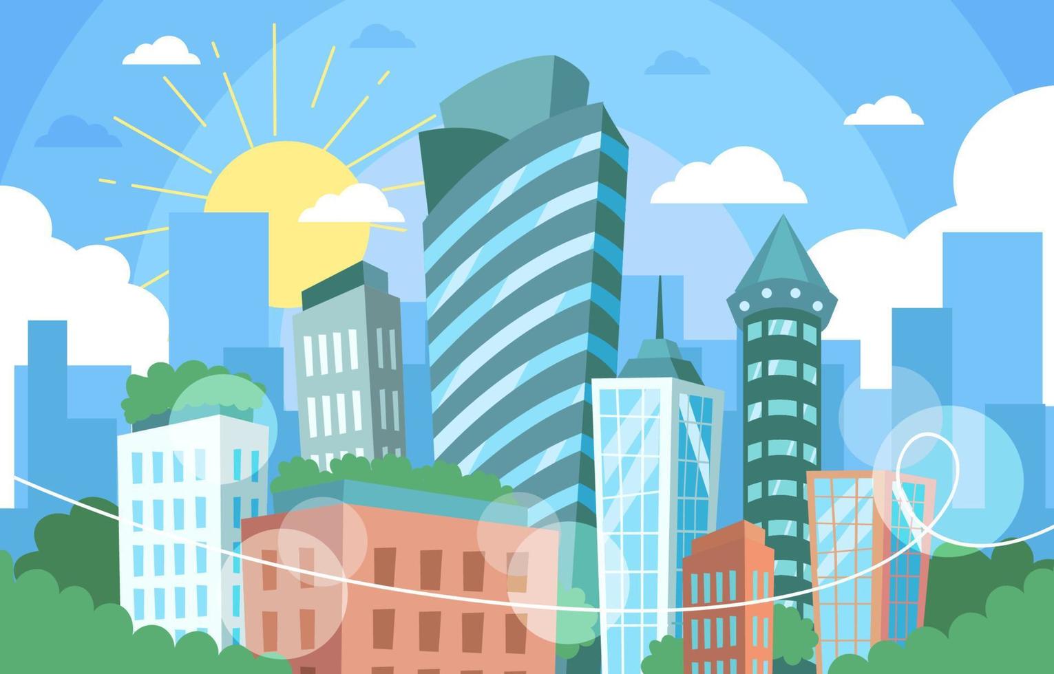 Green City with Skyscrapers vector