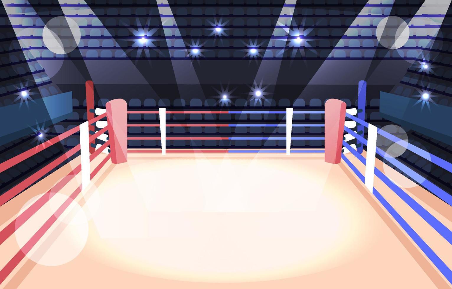 ring de boxeo con focos vector