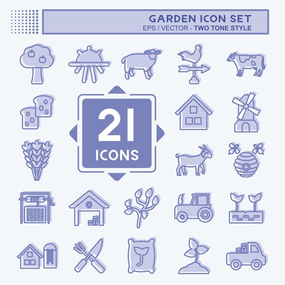 Garden Icon Set. suitable for Education symbol. two tone style. simple design editable. design template vector. simple symbol illustration vector