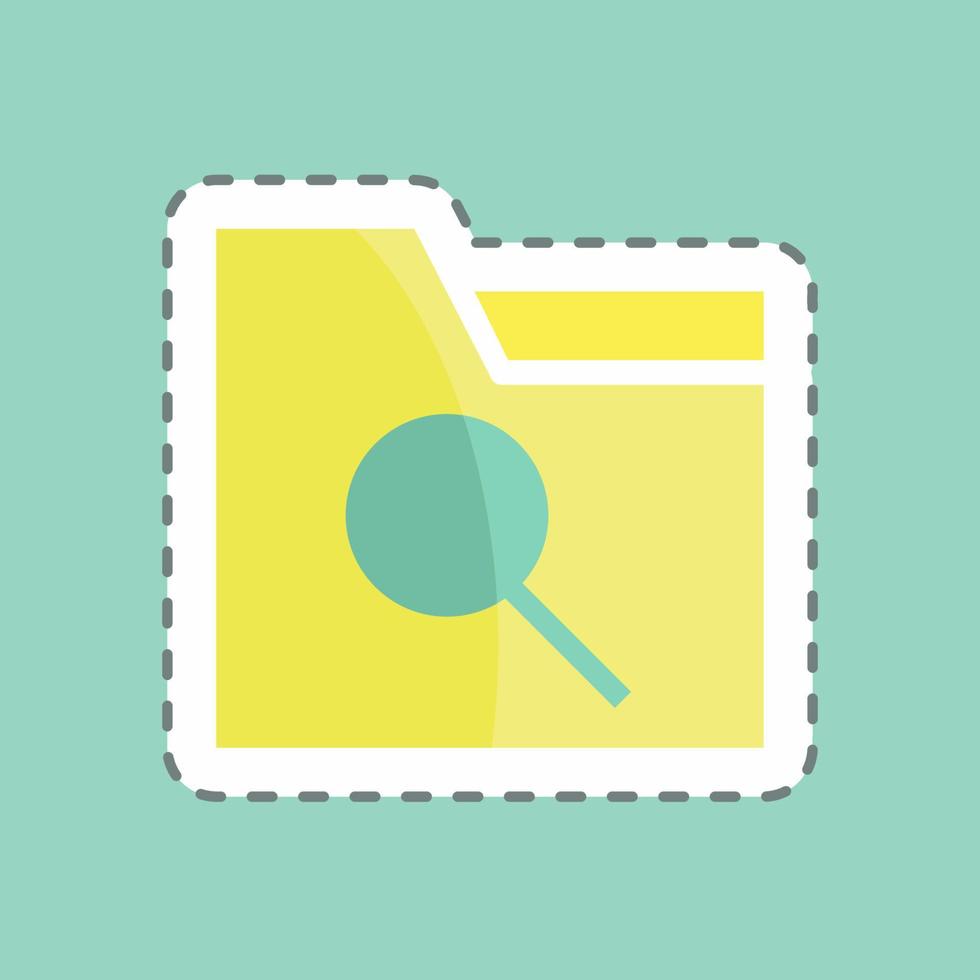 Sticker line cut Search Folder. suitable for User Interface symbol. simple design editable. design template vector. simple symbol illustration vector