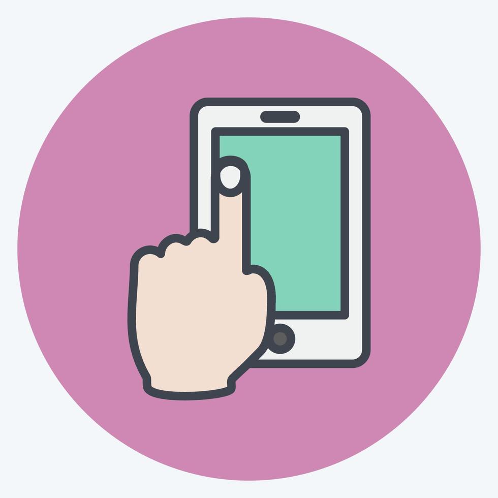 Icon Using Cell Phone. suitable for Hand Actions symbol. color mate style. simple design editable. design template vector. simple symbol illustration vector