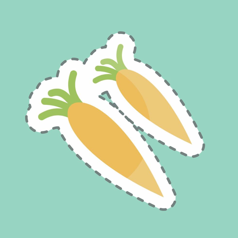 zanahorias cortadas en línea adhesiva. adecuado para el símbolo del jardín. diseño simple editable. vector de plantilla de diseño. ilustración de símbolo simple