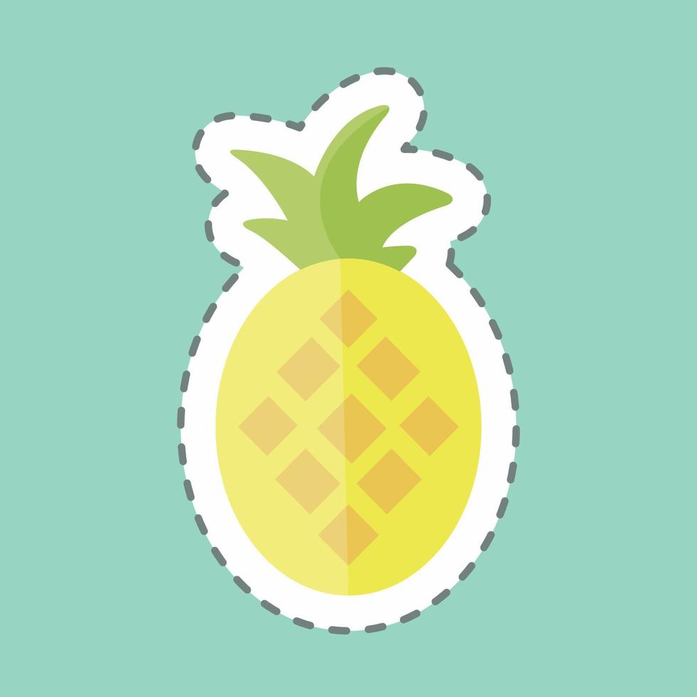 Sticker line cut Pineapple. suitable for Fruits and Vegetables symbol. simple design editable. design template vector. simple symbol illustration vector