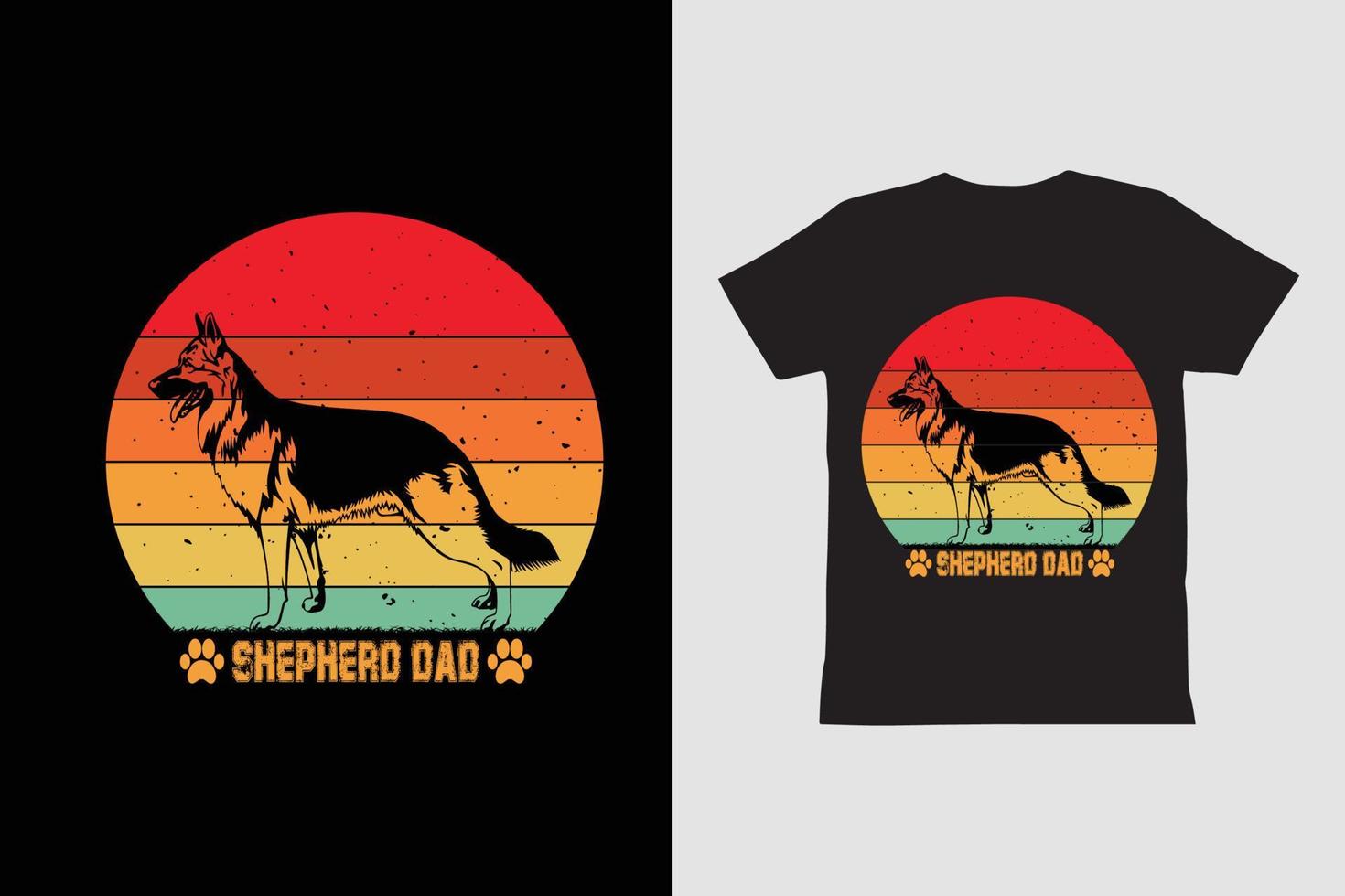 Shepherd Dad Retro Vintage T-Shirt design. vector