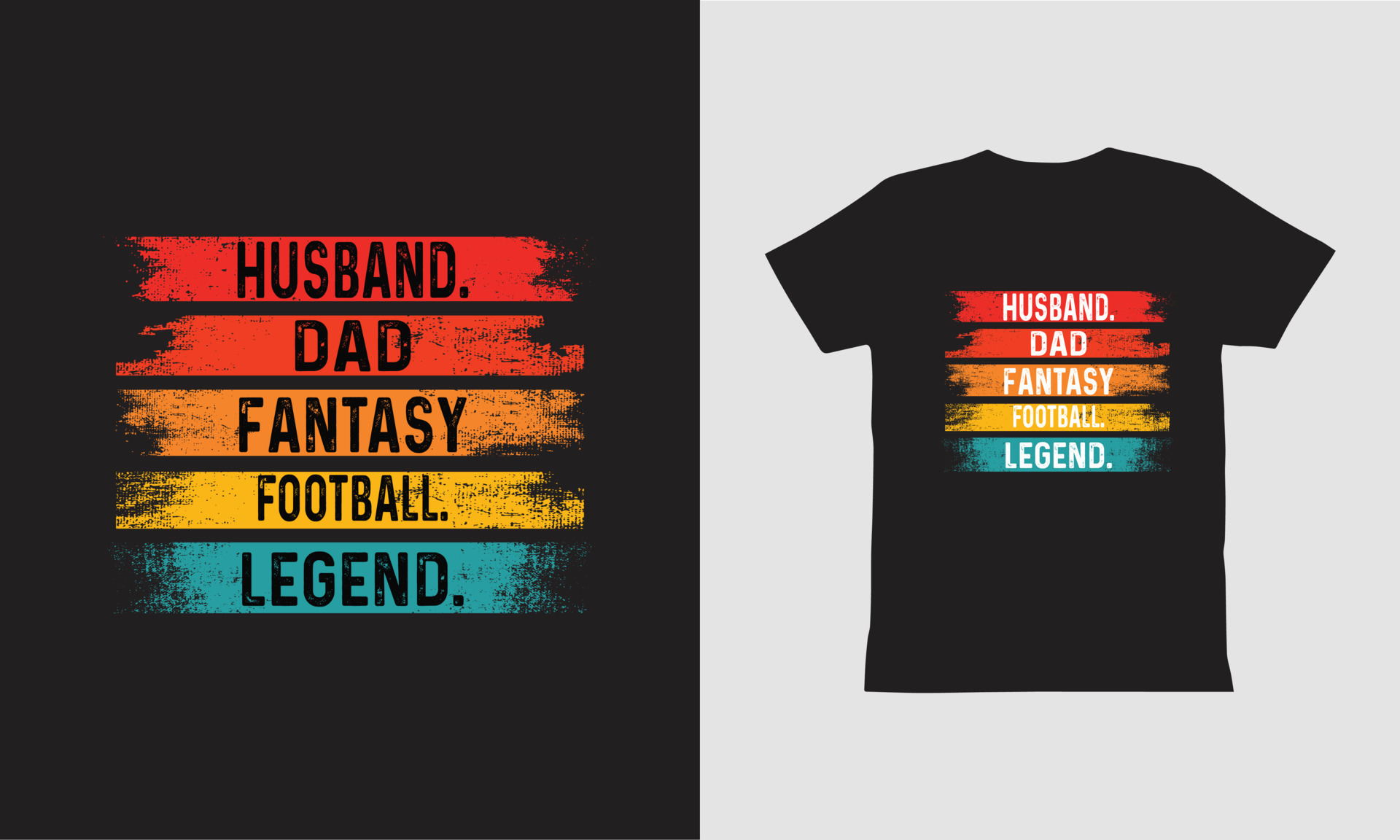 Husband dad fantasy football legend T Shirt Design. 7476350 Vector Art