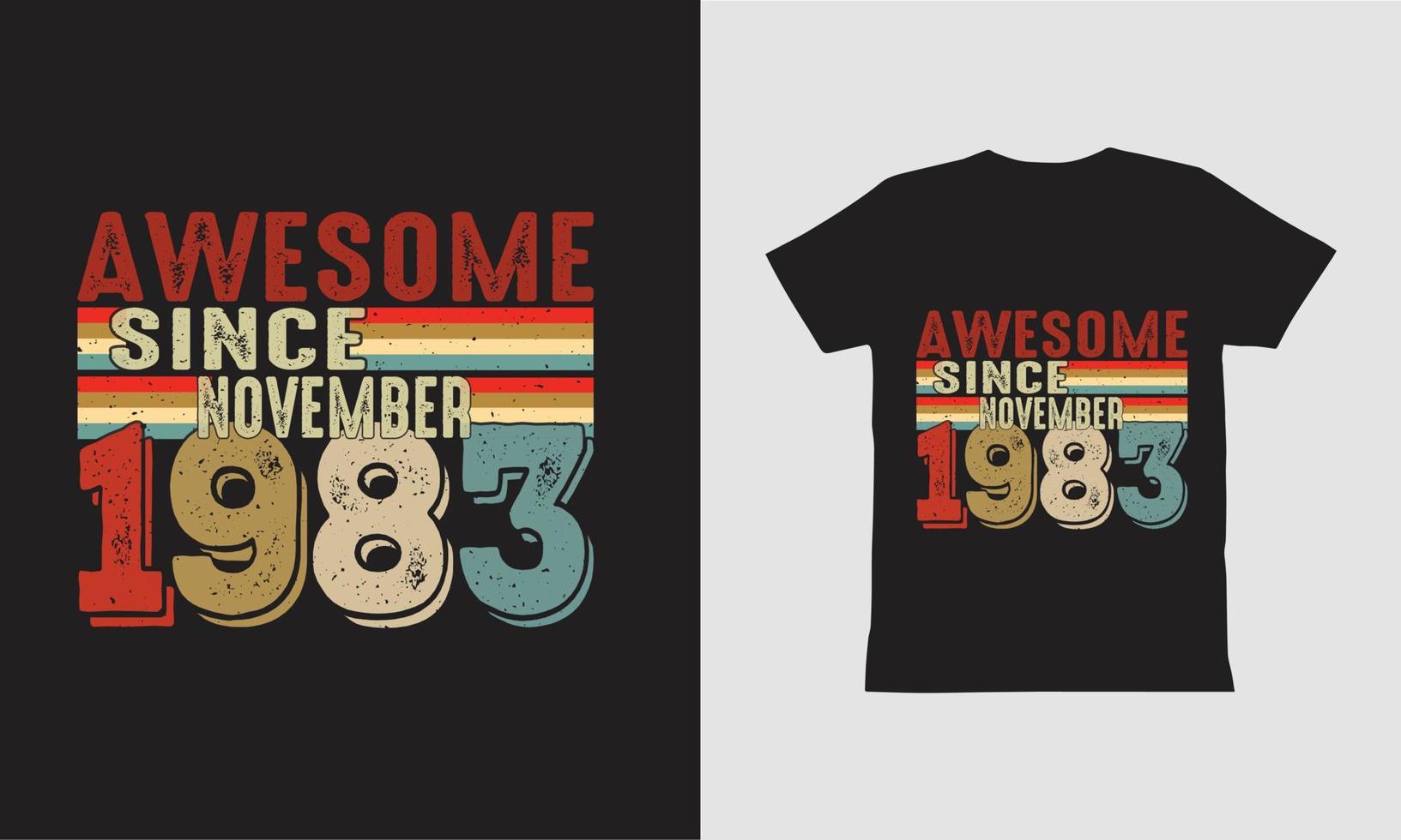 impresionante desde noviembre de 1983 diseño de camiseta. vector