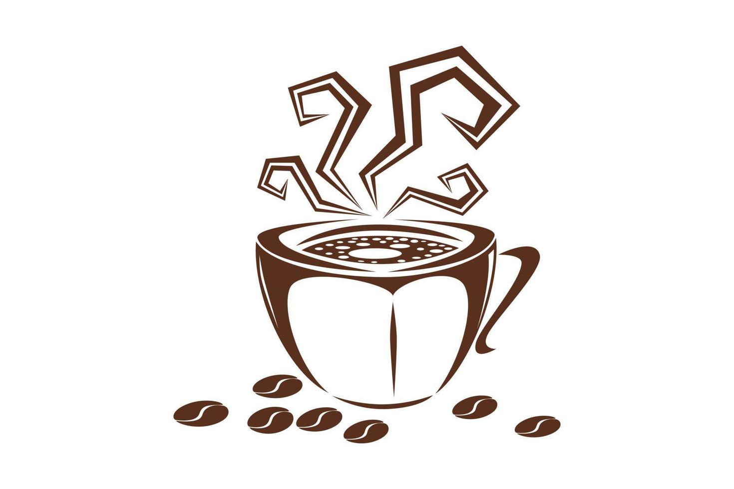 Coffee cup line drawing decorative art pattern in cup on white background vector
