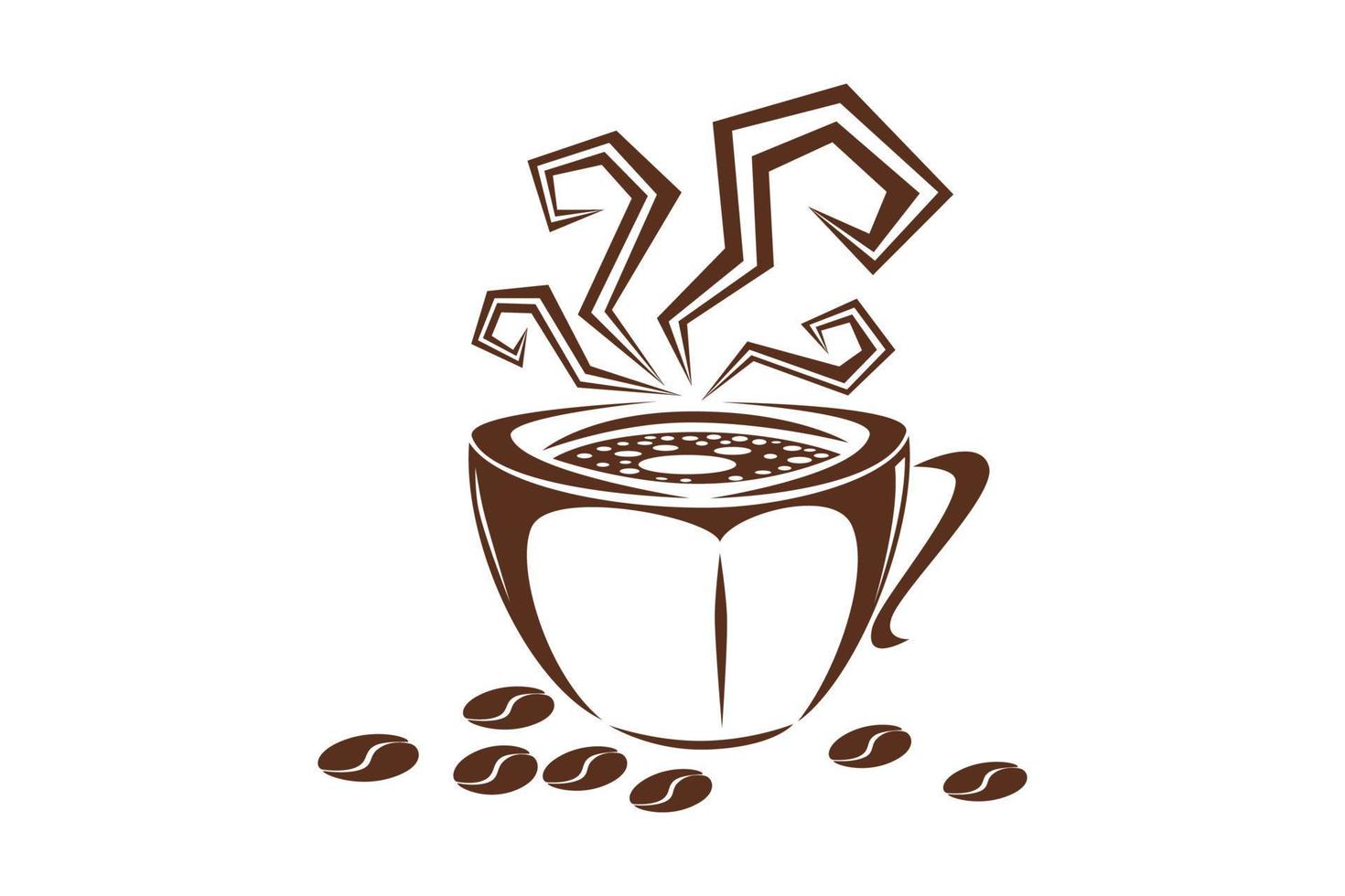 dibujo de línea de taza de café patrón de arte decorativo en taza sobre fondo blanco vector