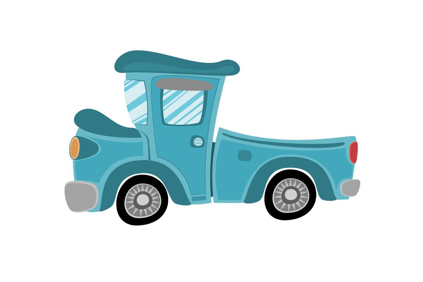 Old blue pickup truck illustration on white background vector