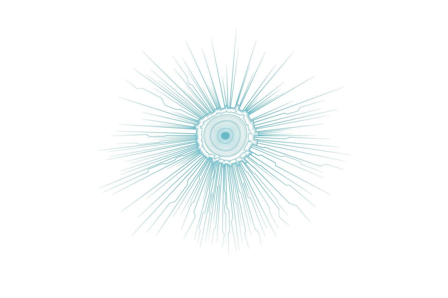 Line illustration with circular dots at center and separated points vector