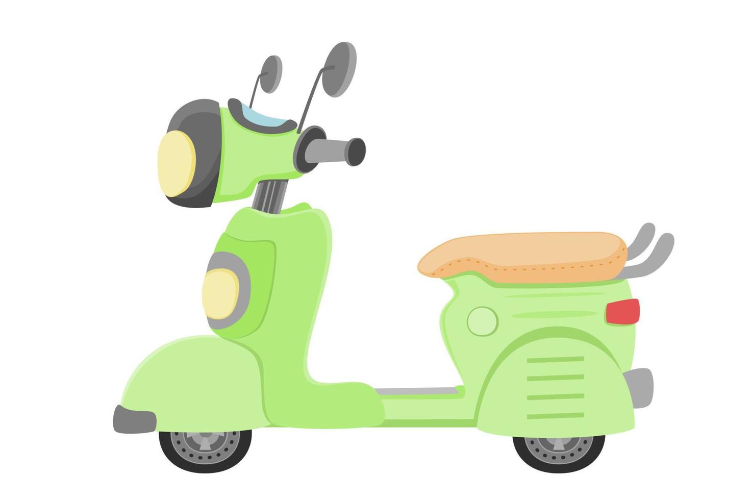ilustración de motocicleta verde de dibujos animados sobre fondo aislado vector