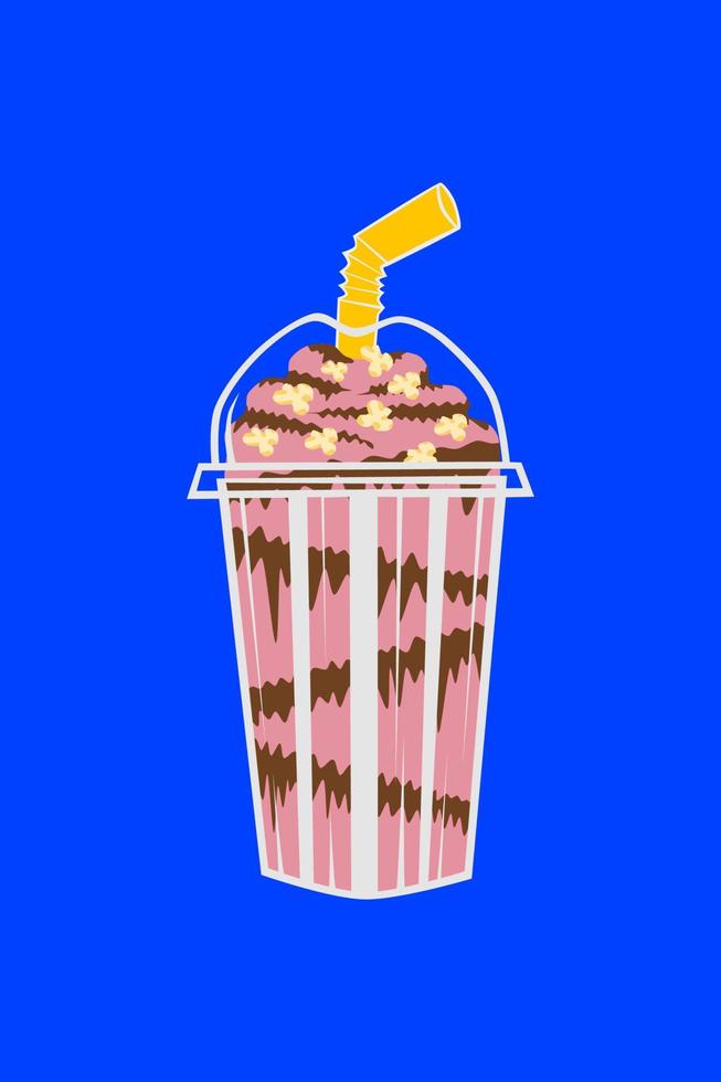 ilustración de agua hilada en un vaso de plástico transparente, degradado, chocolate y rociada encima vector