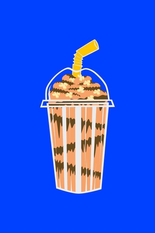 Illustration of water spun in a clear plastic glass,gradient,chocolate and sprinkled on top vector