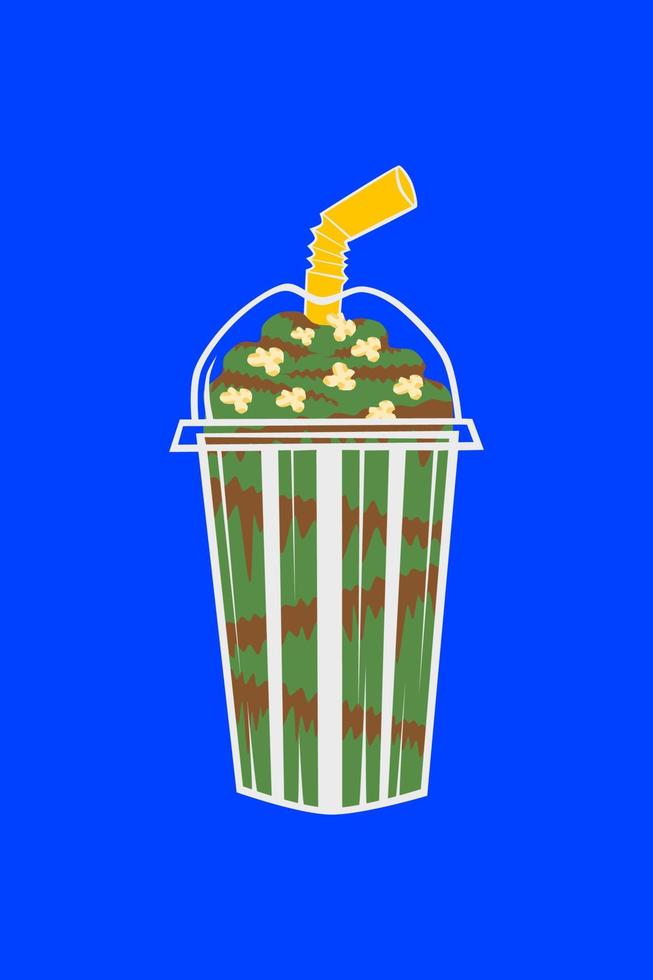 Illustration of water spun in a clear plastic glass,gradient,chocolate and sprinkled on top vector