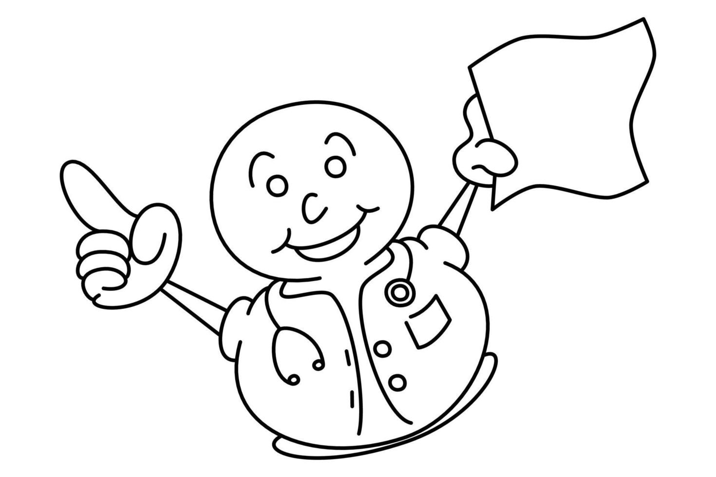 Line drawing doctor pointing finger with sign in hand vector
