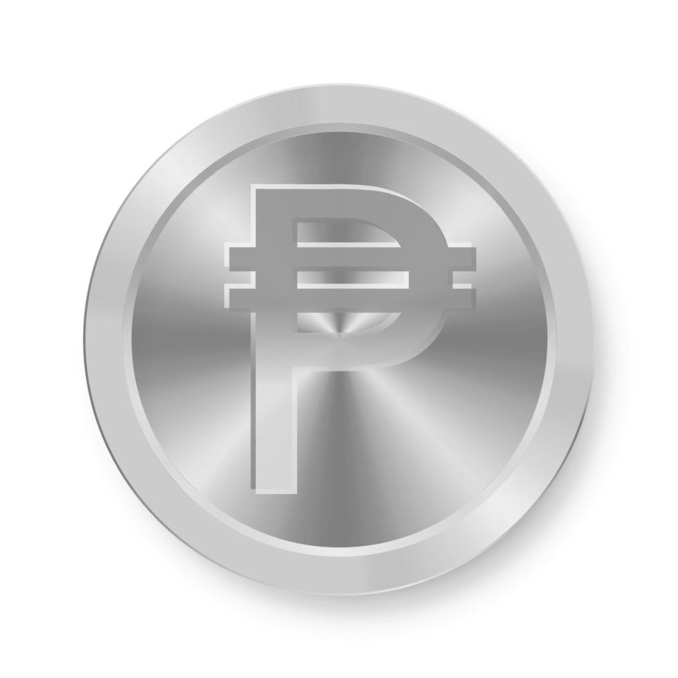 Silver coin of Peso Concept of internet web currency vector
