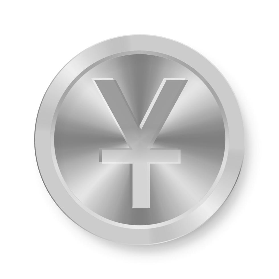 Silver coin of Chinese yuan yen symbol Concept of internet currency vector