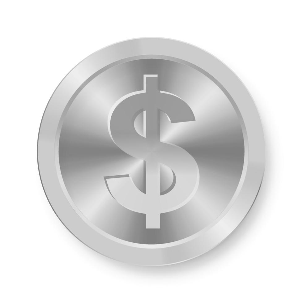 Silver dollar coin Concept of web internet currency 7476528 Vector Art