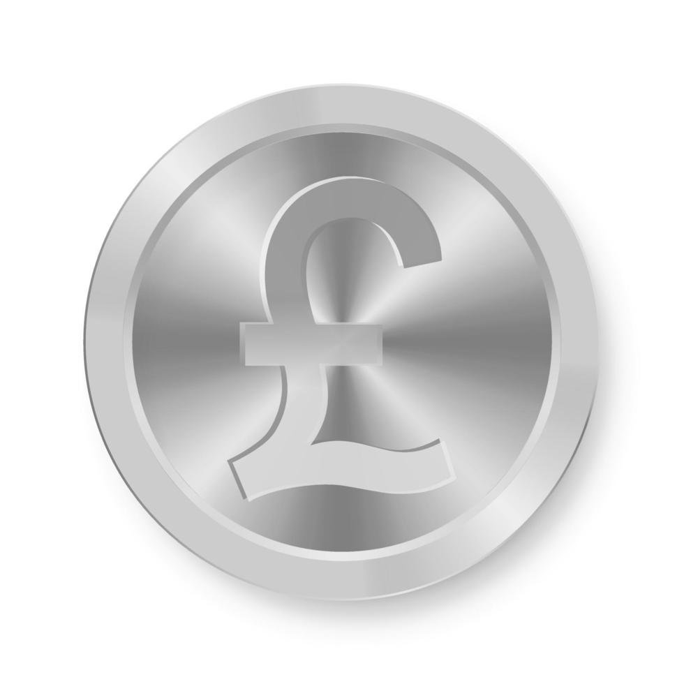 Silver coin of pound sterling Concept of internet currency vector