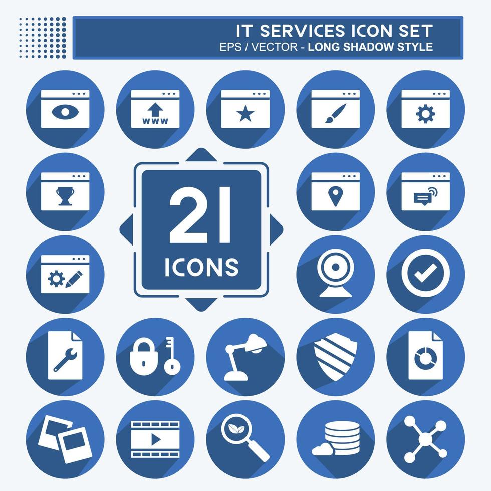 IT Services Icon Set. suitable for IT Services symbol. long shadow style. simple design editable. design template vector. simple symbol illustration vector