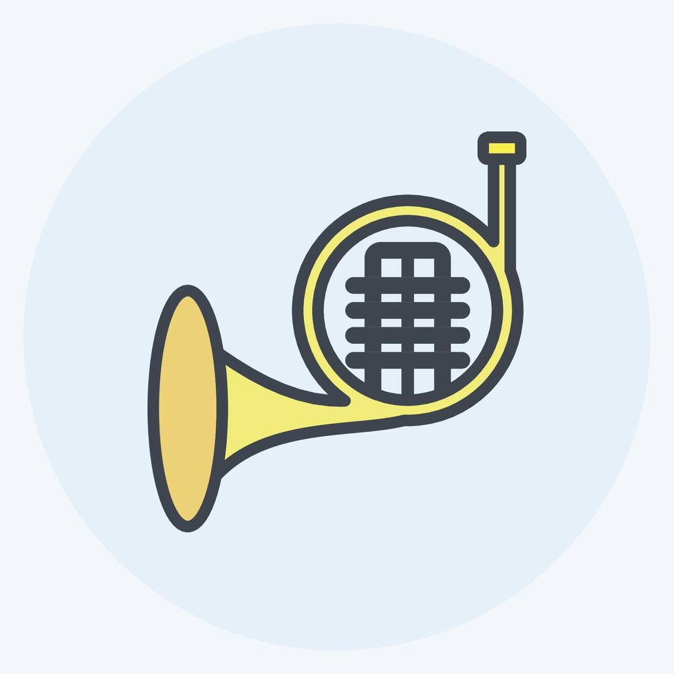 Icon French Horn. suitable for music symbol. color mate style. simple design editable. design template vector. simple symbol illustration vector