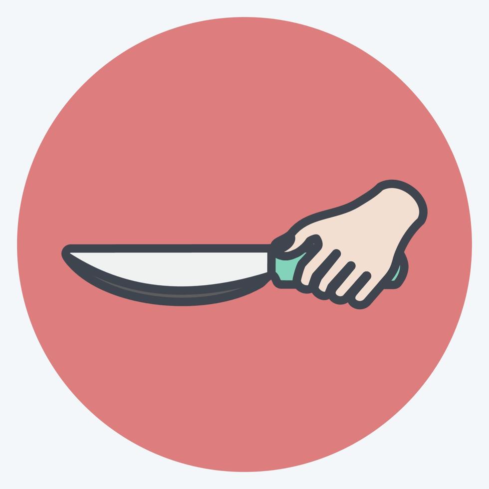 Icon Holding Knife. suitable for Hand Actions symbol. color mate style. simple design editable. design template vector. simple symbol illustration vector