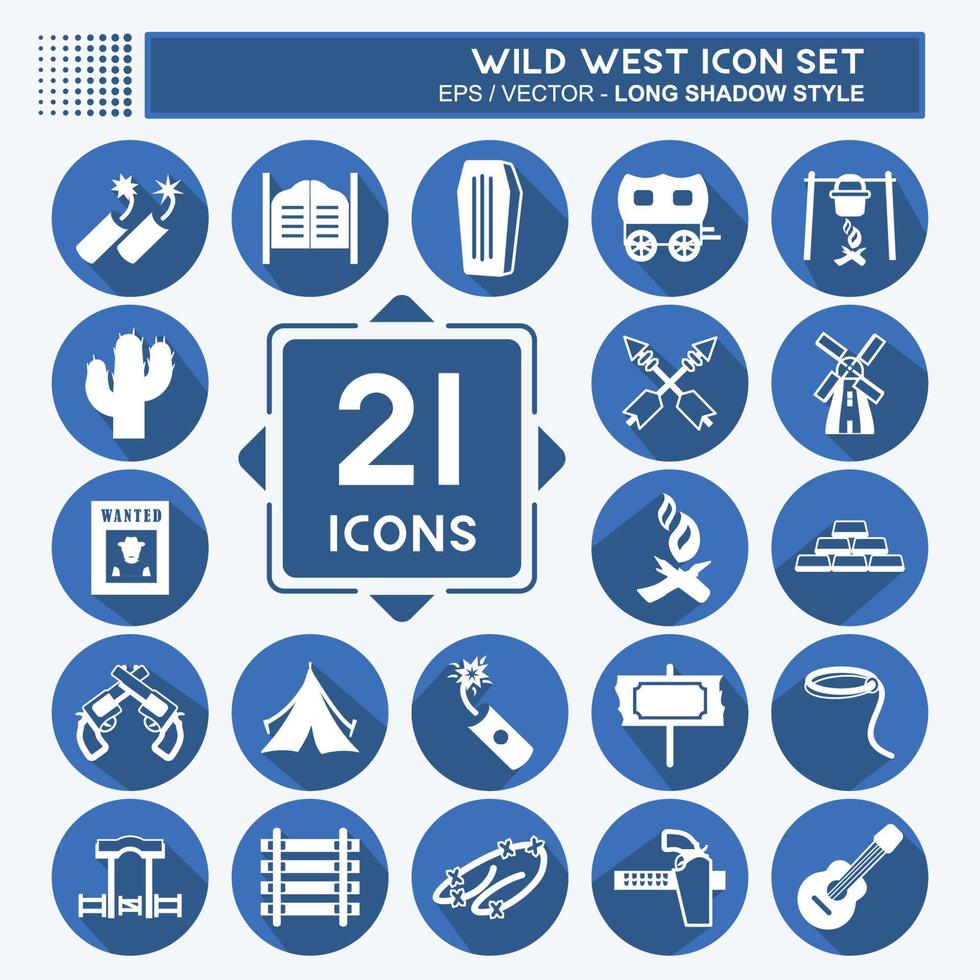 Wild West Icon Set. suitable for Education symbol. long shadow style. simple design editable. design template vector. simple symbol illustration vector