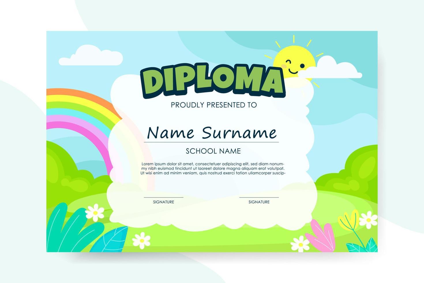 Kindergarten Certificate Template vector