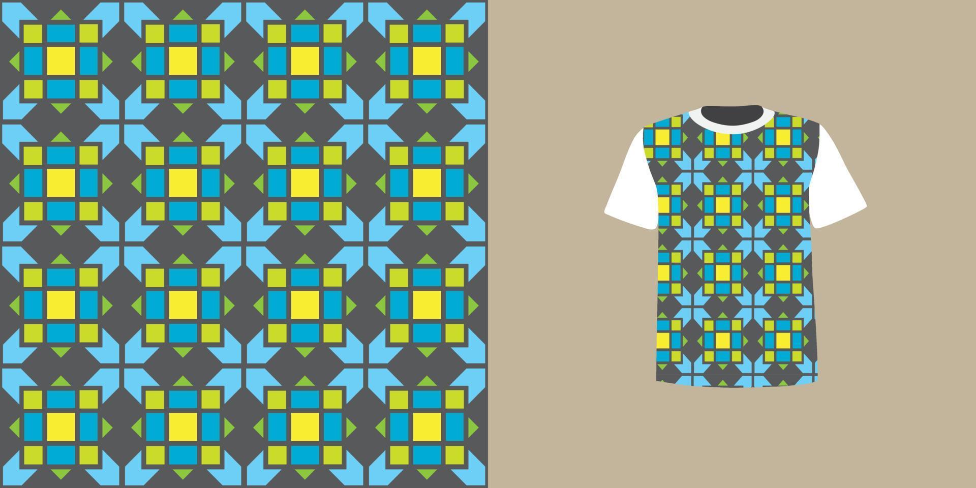 Imprimir fondo de patrón geométrico vectorial con camiseta simulada vector