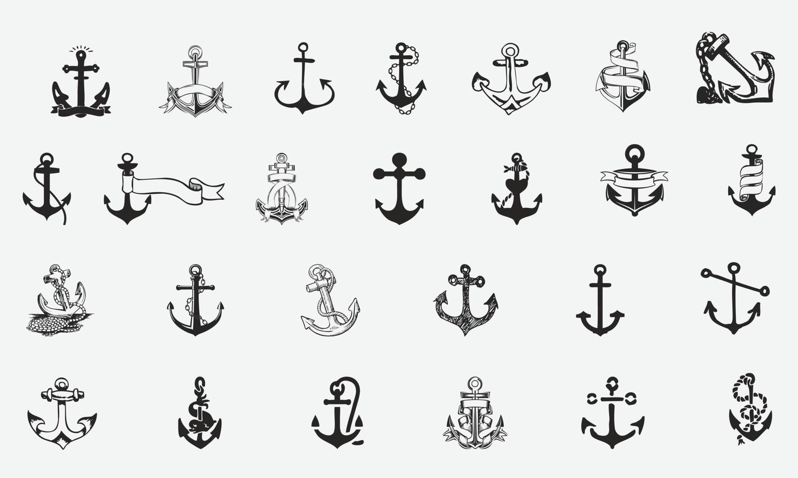 Set of anchor icons. vector