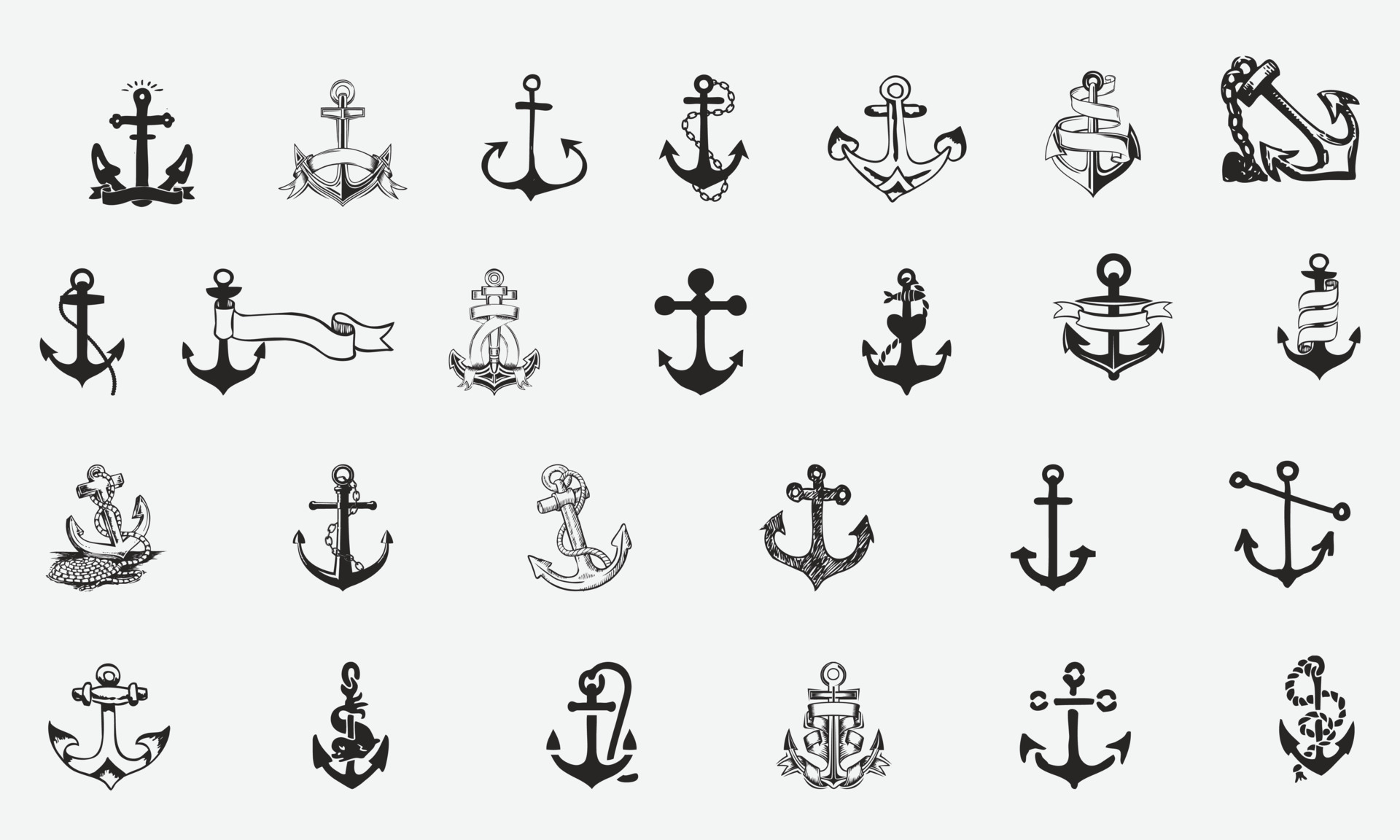 Set of anchor icons. 7476686 Vector Art at Vecteezy