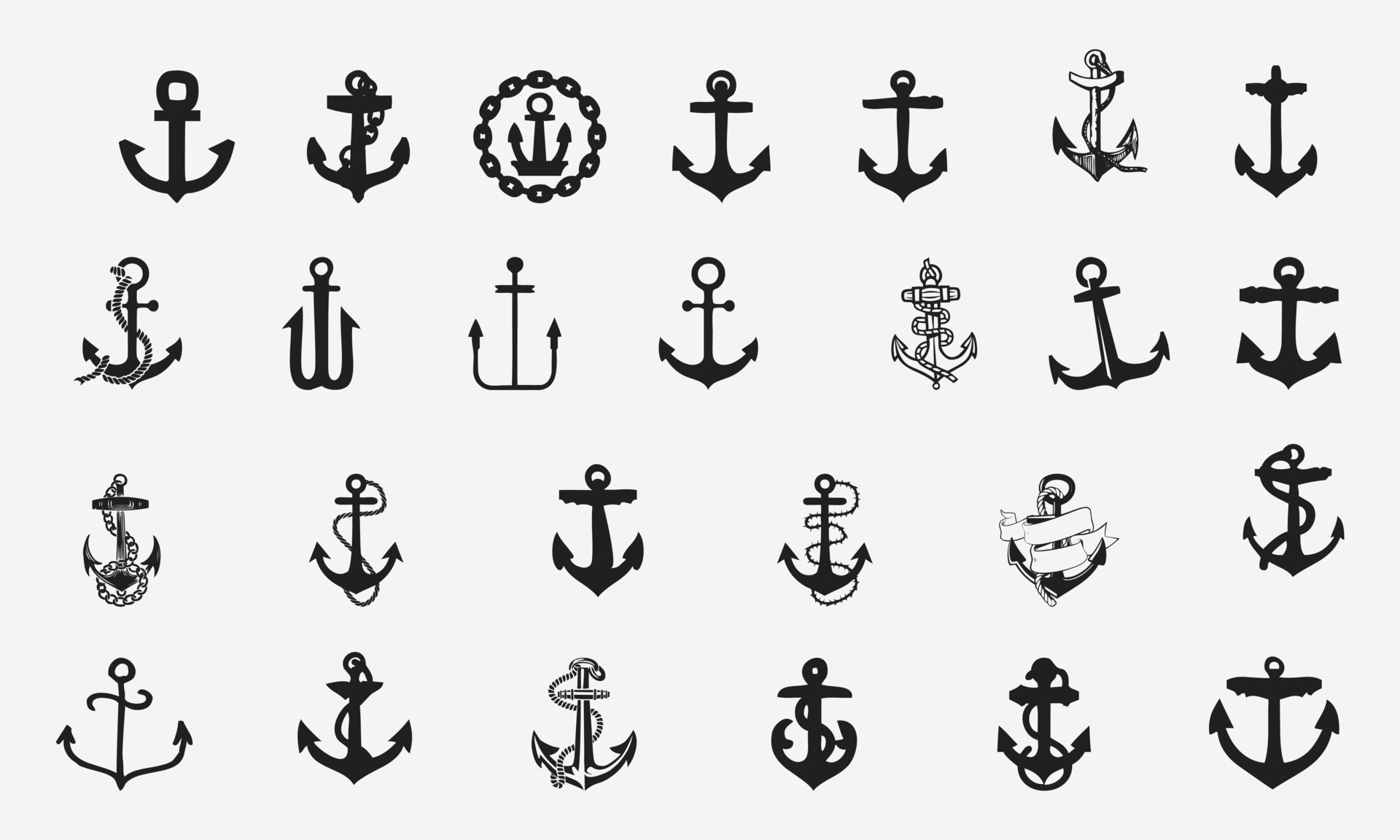 Premium Vector  Collection of monochrome illustrations of anchors in  sketch style