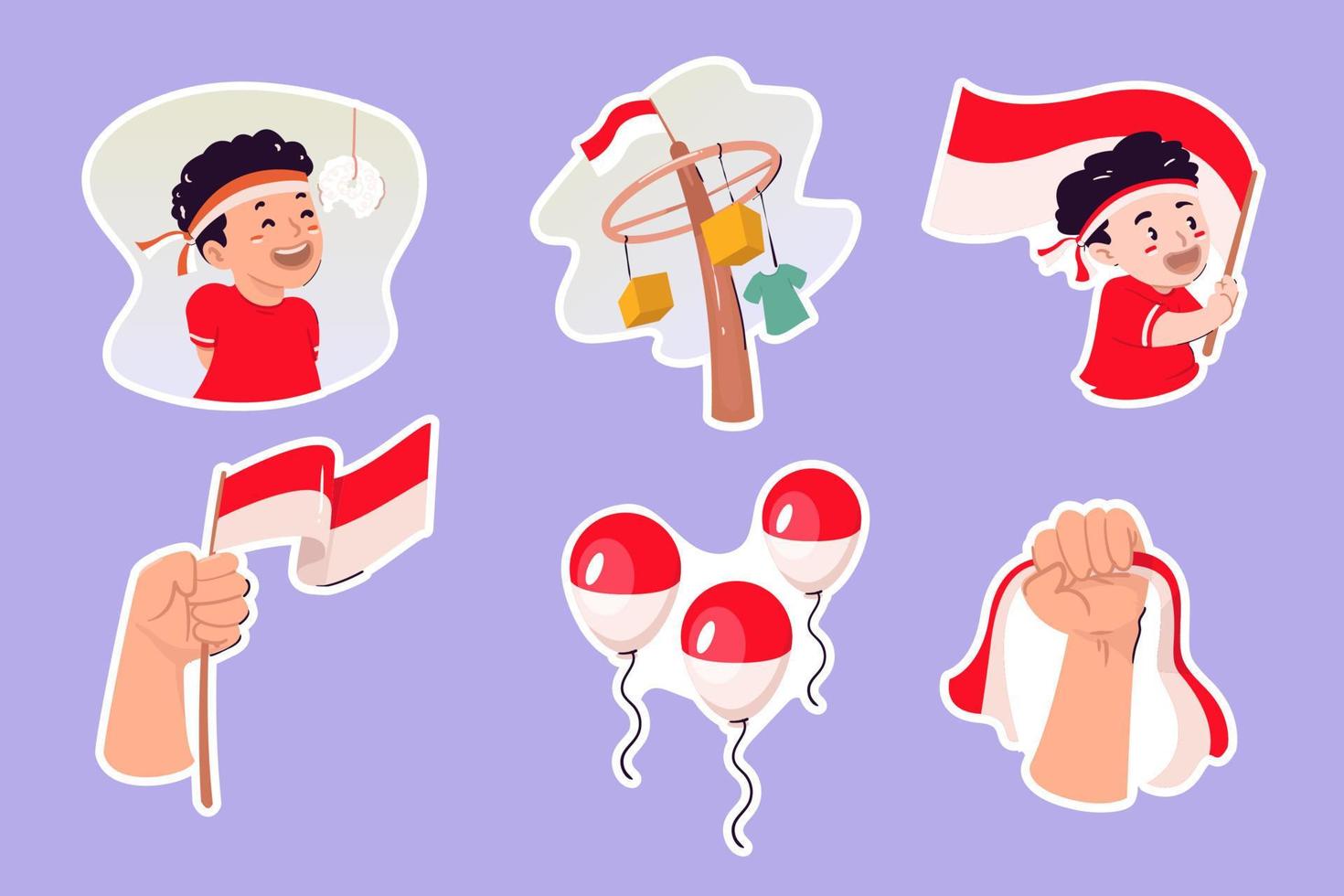 Indonesian Independence Day Stickers vector