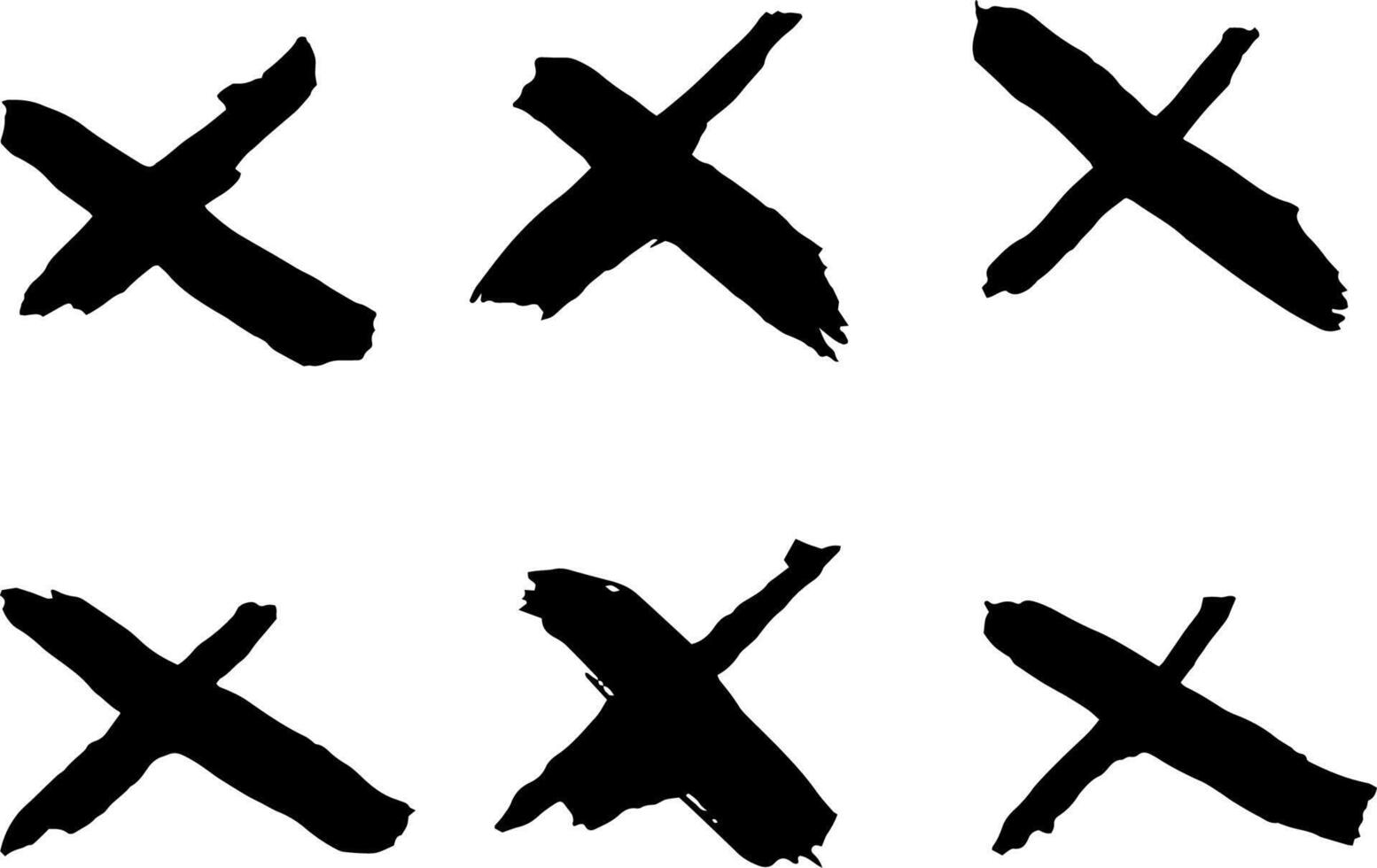 Vector set X black mark. Cross sign graphic symbol. Grunge X mark