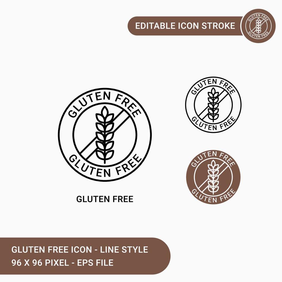 Gluten free icons set vector illustration with icon line style. Editable stroke icon on isolated white background for web design, user interface, and mobile application