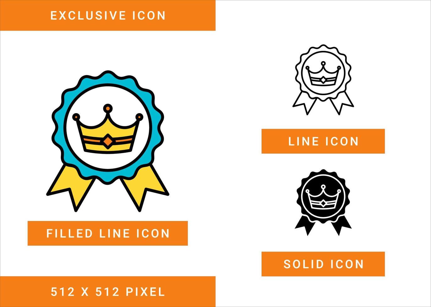 Exclusive icons set vector illustration with solid icon line style. Special customer VIP member symbol. Editable stroke icon on isolated background for web design, user interface, and mobile app