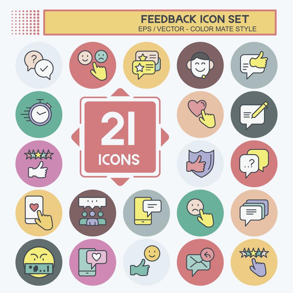 Feedback Icon Set. suitable for Web Interface symbol. Color Mate Style. simple design editable. design template vector. simple symbol illustration vector