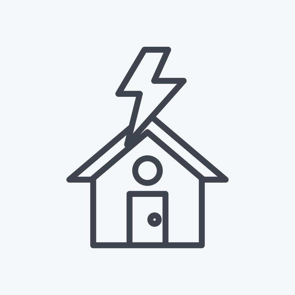 Icon Lightning Striking House. suitable for disasters symbol. line style. simple design editable. design template vector. simple symbol illustration vector