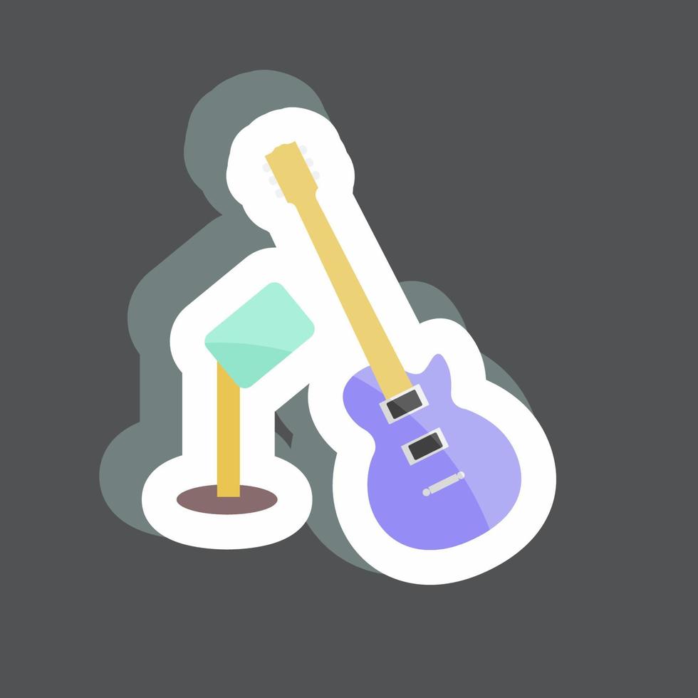 pegatina guitarra y micro. adecuado para el símbolo del partido. diseño simple editable. vector de plantilla de diseño. ilustración de símbolo simple