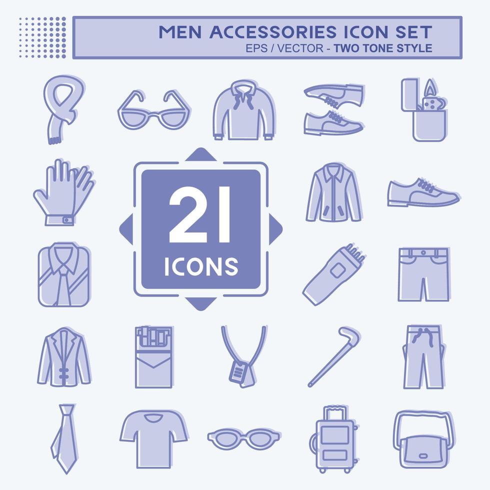 conjunto de iconos de accesorios de hombres. adecuado para el símbolo de la educación. estilo de dos tonos. diseño simple editable. vector de plantilla de diseño. ilustración de símbolo simple